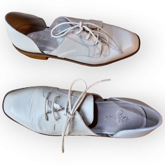 42 Gold White Bone Lace Up Loafers 9.5 - Picture 12 of 13